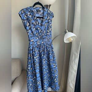 Midi blue dress with butterflies
